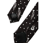 Dolce & Gabbana Black Guitar Print Silk Adjustable Tie KRA3398