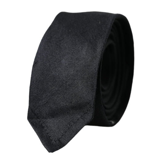 Dolce & Gabbana Black Solid 100% Silk Adjustable Tie