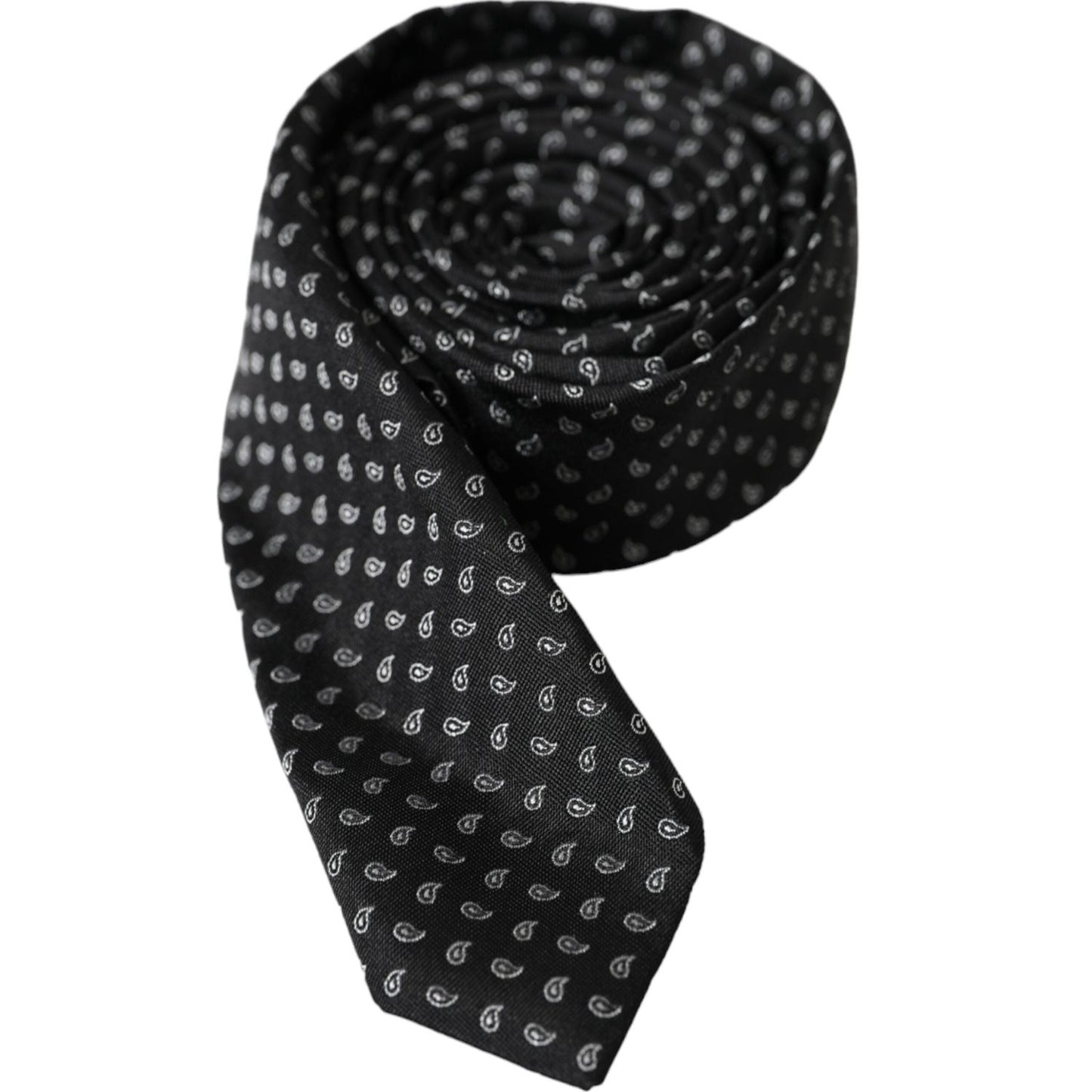 Dolce & Gabbana Black Jacquard Patterned Silk Adjustable Men Tie KRA3400