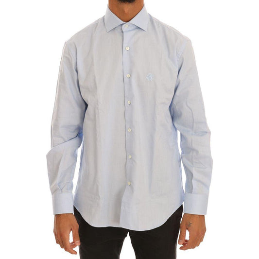 Cavalli Light Blue Cotton Slim Fit Dress Shirt TSH1486-5