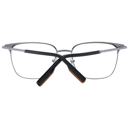Ermenegildo Zegna Black Metal Glasses (Frames) for Men, full-rim, square style, metal frame with demo plastic lenses. Includes branded case.