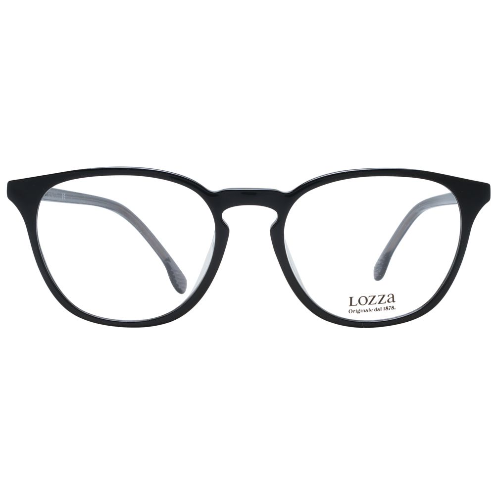 Lozza Black Unisex Glasses Frame full-rim acetate and plastic with demo lenses, size 50-18-140, round style, branded case included