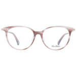Max Mara Pink Women Glasses Frame in rose color with full-rim plastic round style and 53-16-140 size.