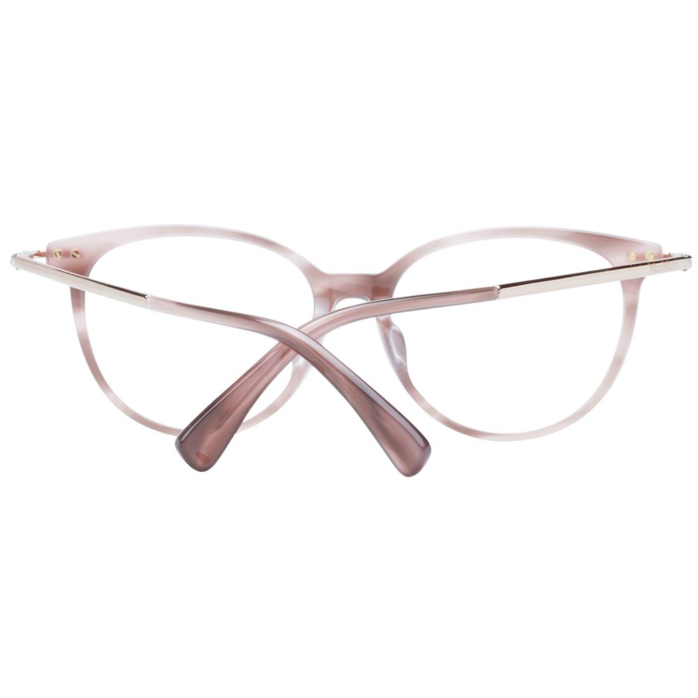 Max Mara Pink Women Glasses Frame, rose full-rim, plastic material, demo lenses, size 53-16-140, includes branded case.