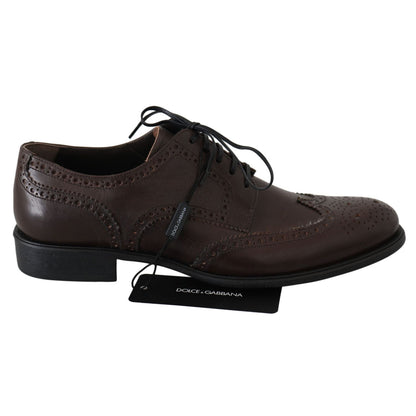 Dolce & Gabbana Brown Leather Brogue Derby Dress Shoes