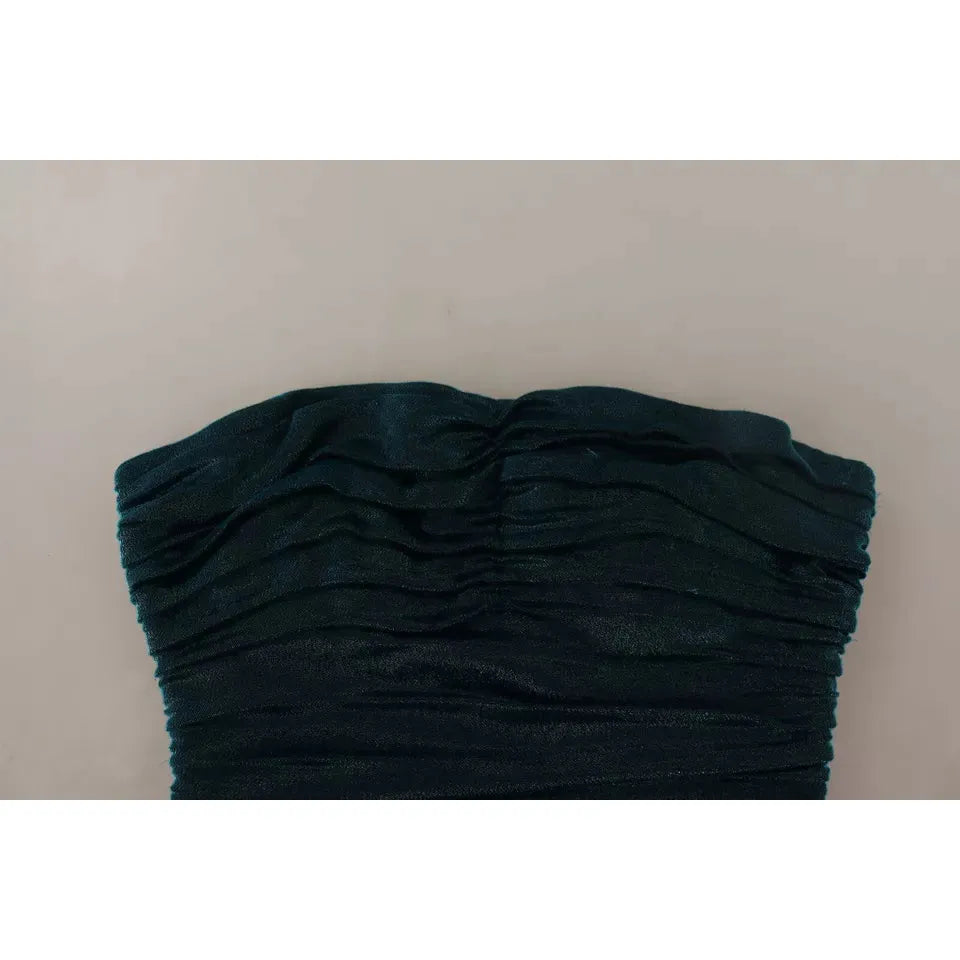 Dolce & Gabbana Turquoise Bustier Bodice Draped Midi Dress
