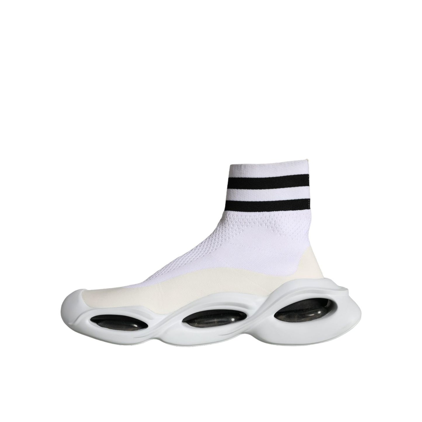 Dolce & Gabbana White Black Slip On Wave Socks Sneakers Shoes