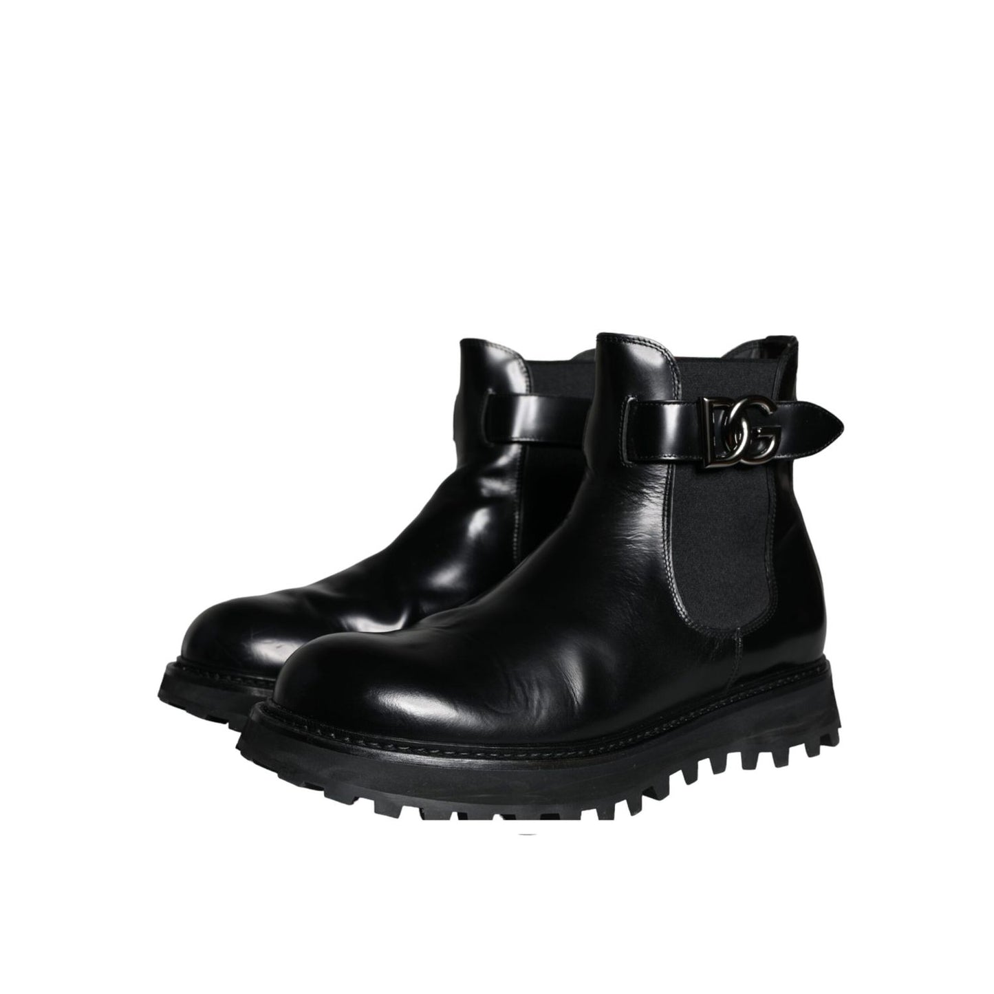 Dolce & Gabbana Black Belted DG Logo Men Chelsea Boots Shoes