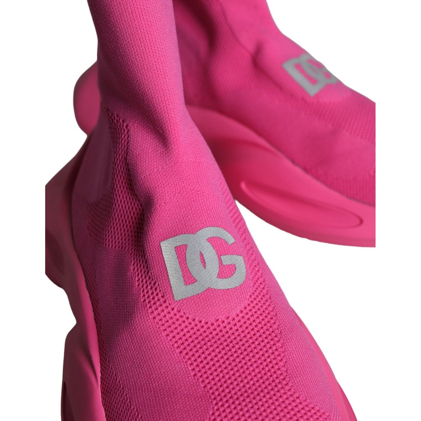 Dolce & Gabbana Pink Logo Print Slip On Socks Sneakers Shoes MV5843-44
