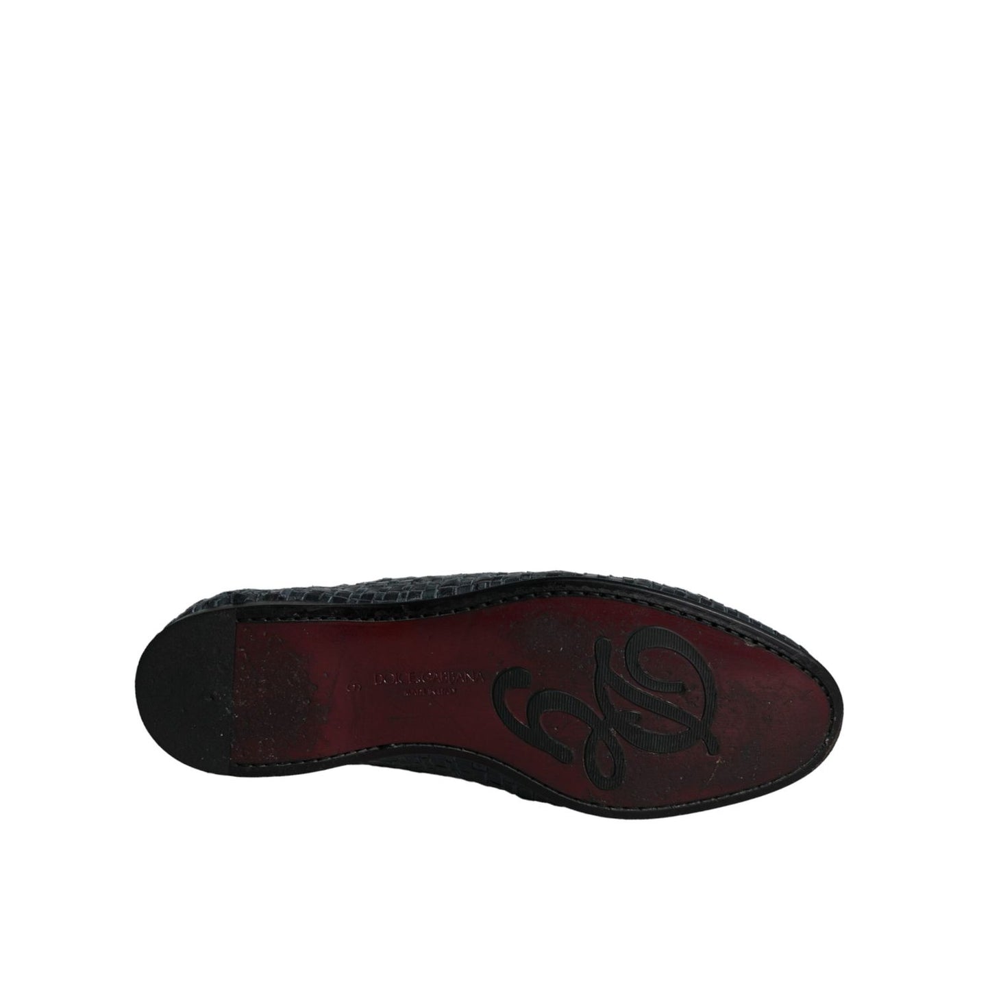 Dolce & Gabbana Blue Woven Leather Slip On Loafers Men Shoes