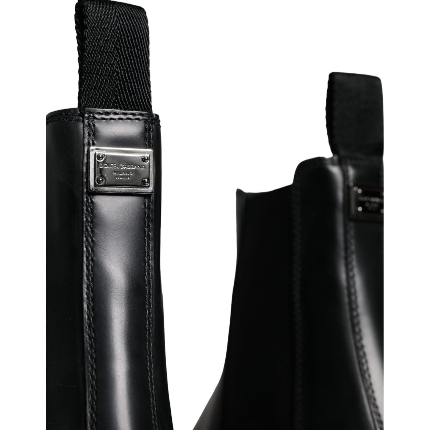 Dolce & Gabbana Black Leather Slip On Stretch Trekking Boots Shoes MV5862-41