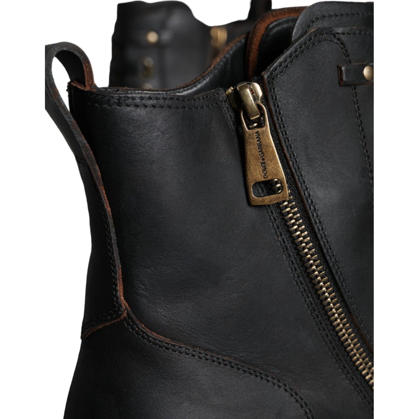 Dolce & Gabbana Black Lace Up Mid Calf Boots Men Shoes