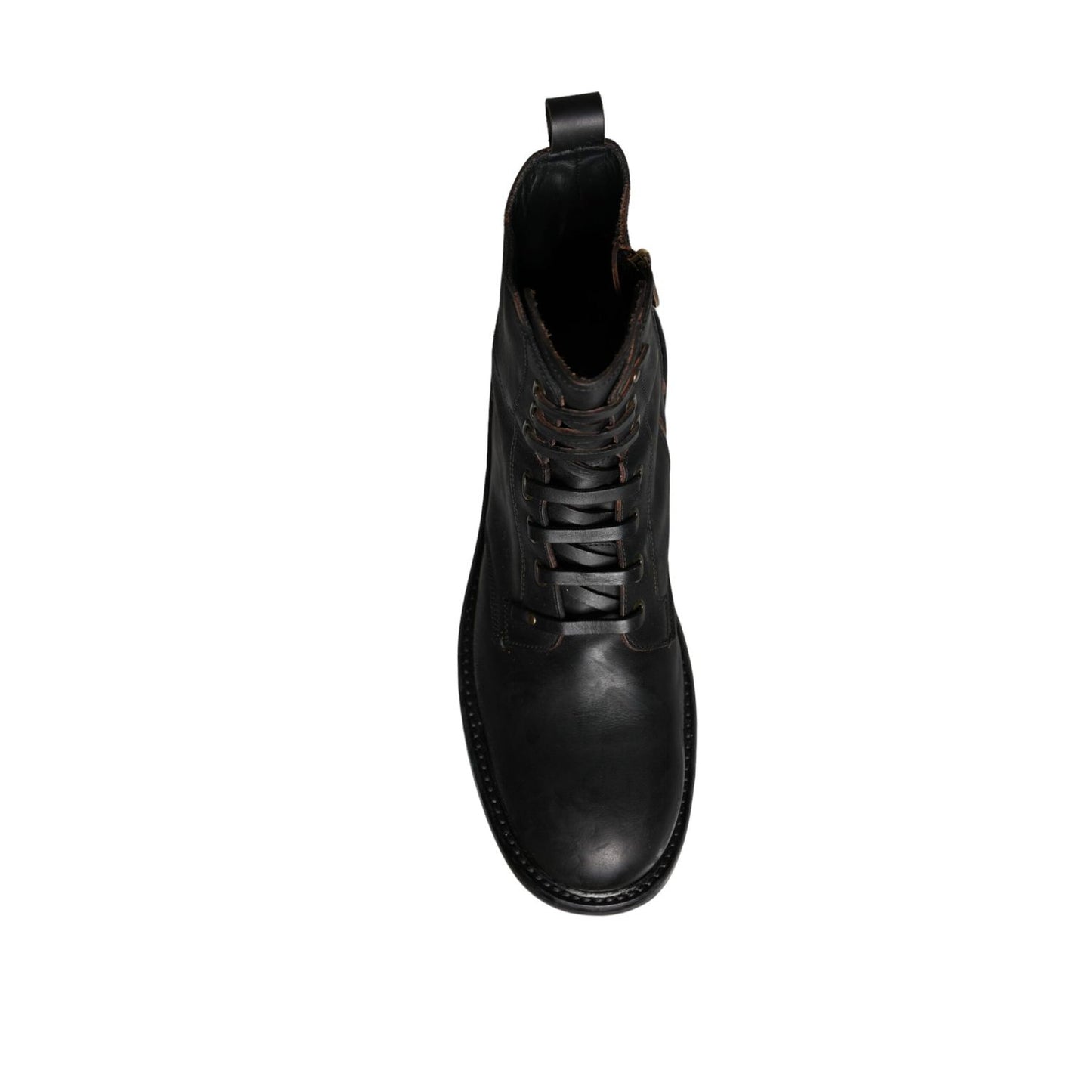 Dolce & Gabbana Black Lace Up Mid Calf Boots Men Shoes