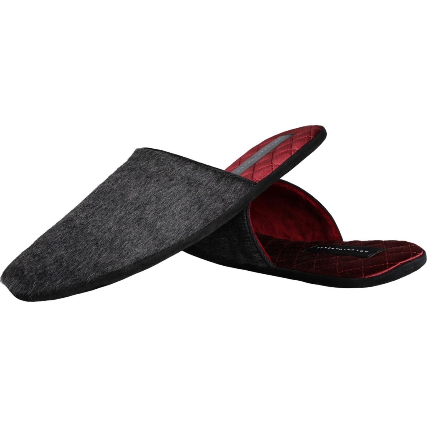 Dolce & Gabbana Black Faux Fur Slides Slippers Slip On Shoes MV5923-45