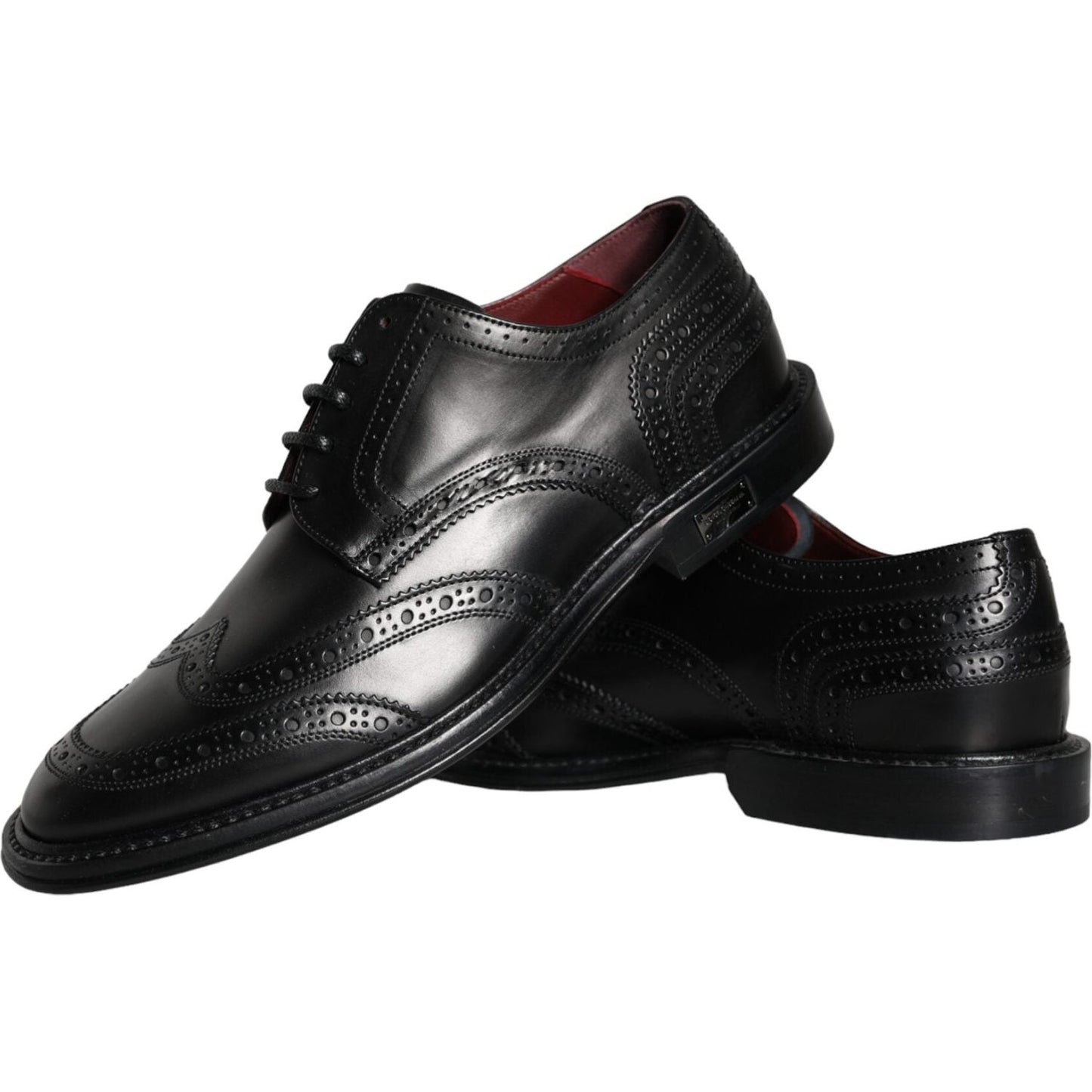 Dolce & Gabbana Black Leather Oxford Wingtip Formal Men Shoes MV6069-39