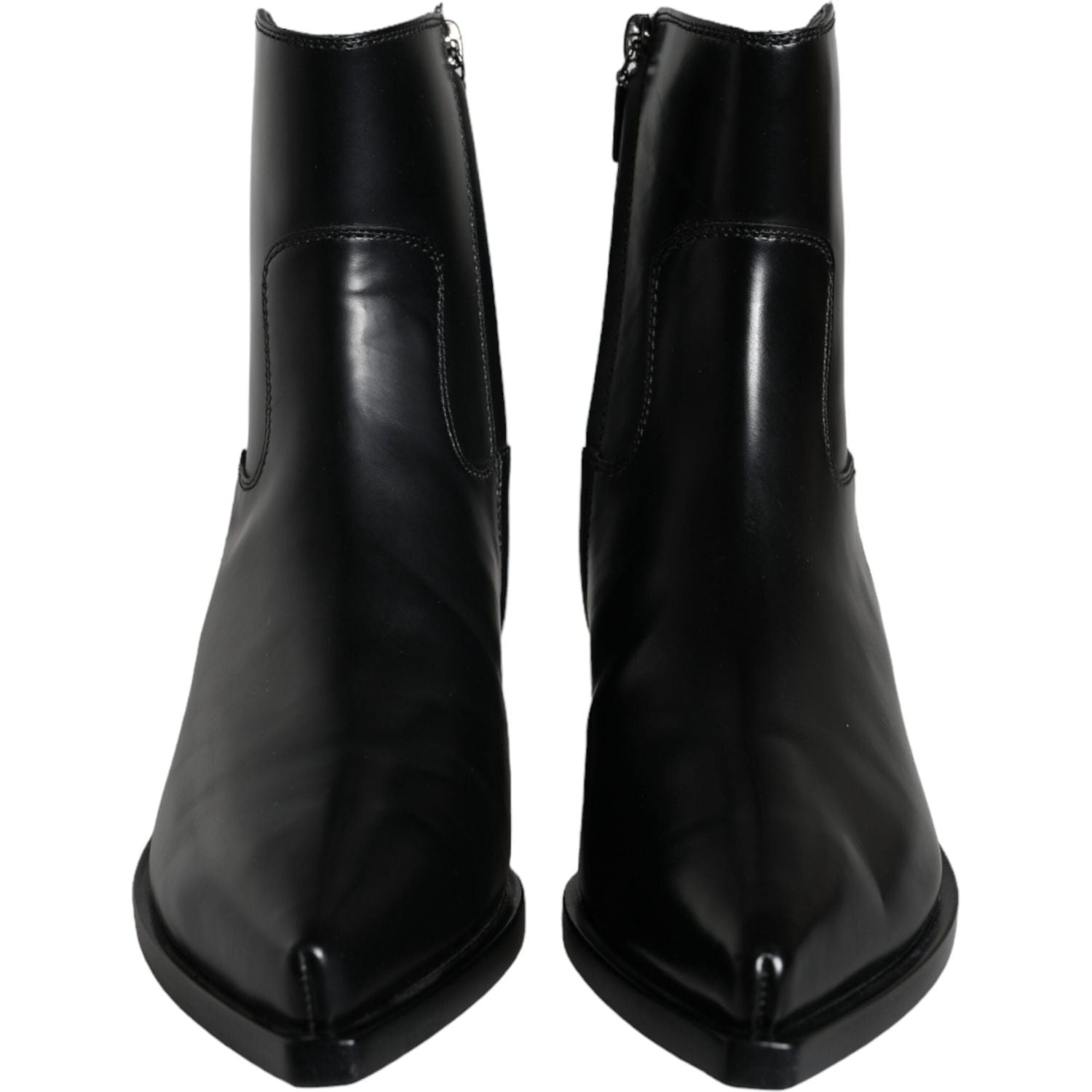 Dolce & Gabbana Black Leather Ankle Boots Booties Shoes