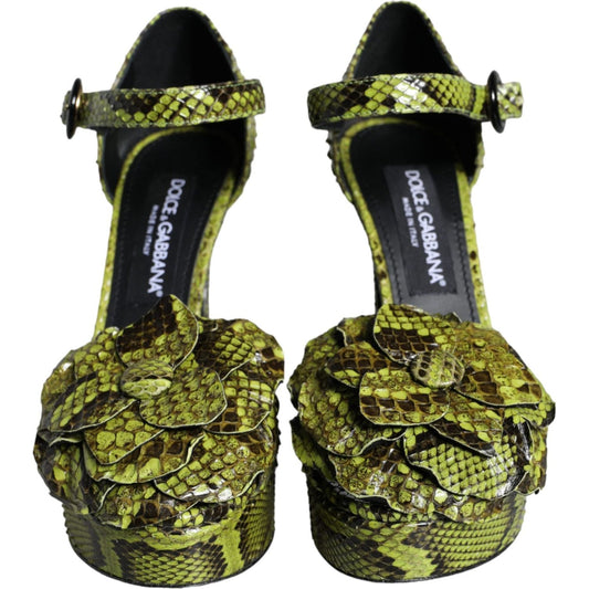Dolce & Gabbana Green Exotic Leather Ankle Strap Heels Sandals Shoes LA11321-39