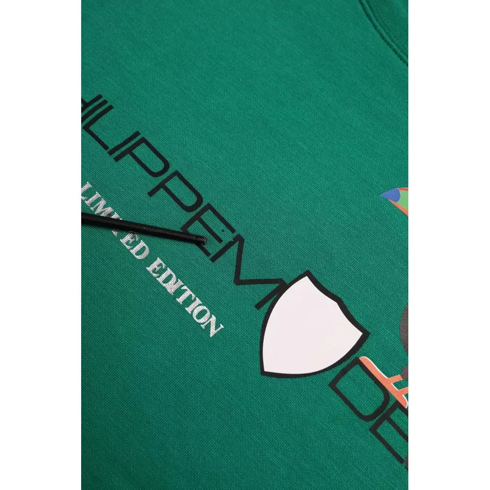 سترة فيليب موديل الخضراء القطنية المطبوعة بشعار بأكمام طويلة