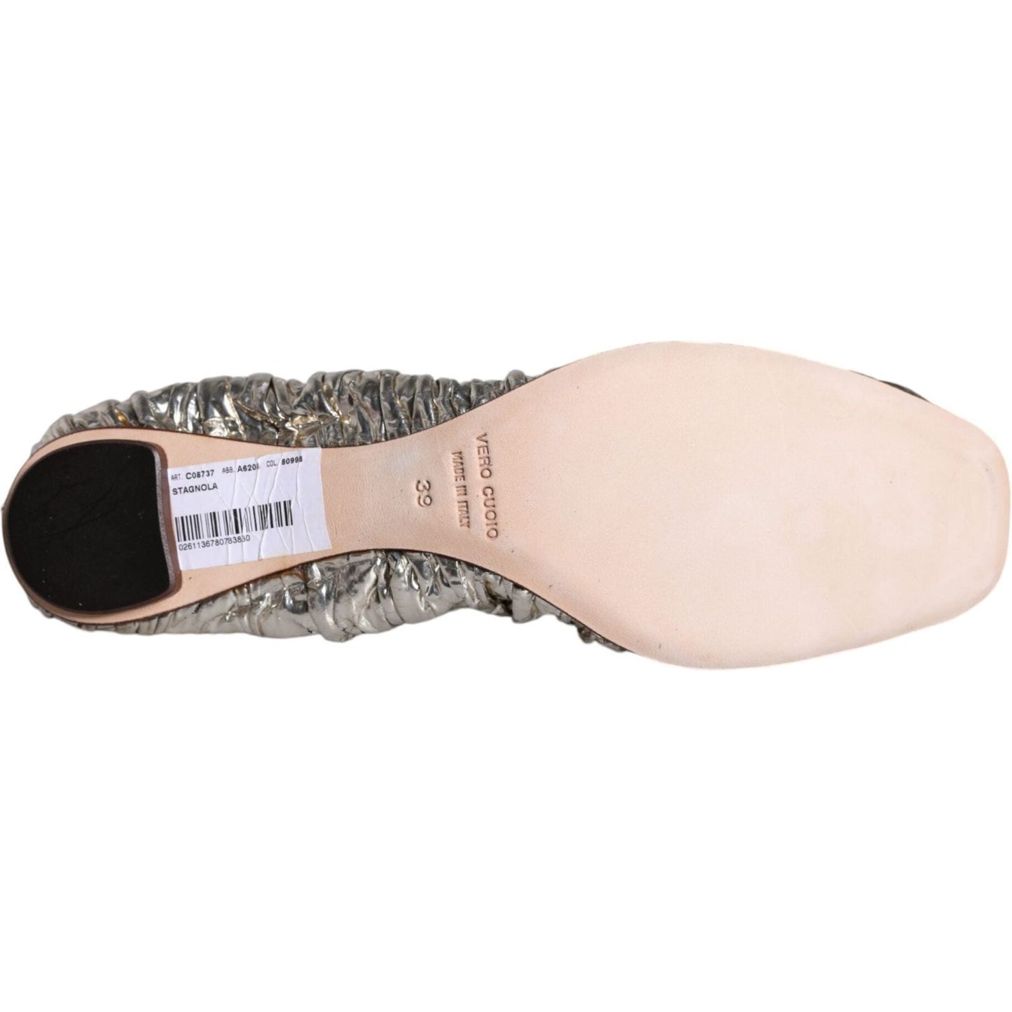 Dolce & Gabbana Silver Patent Leather Scrunch Ballet Flats Shoes LA11406-39