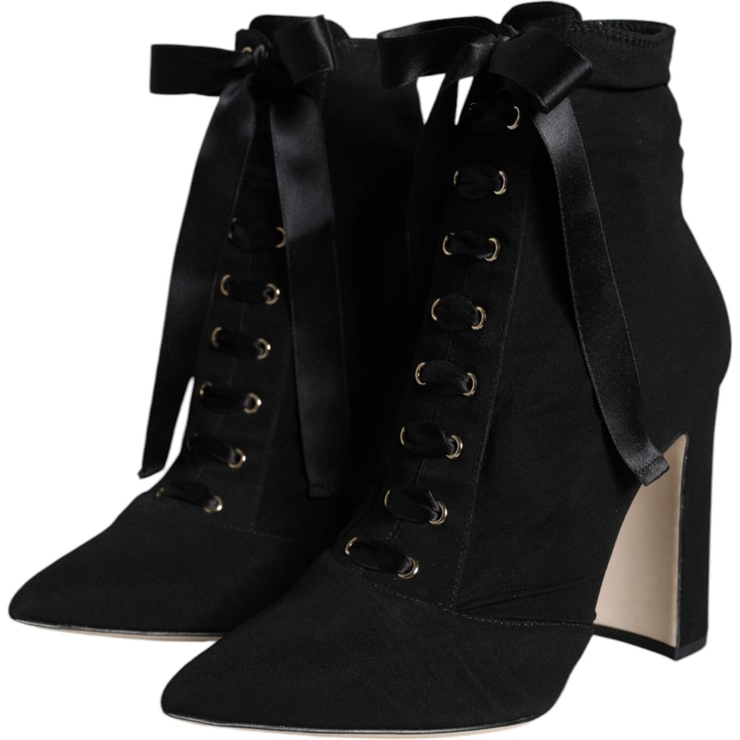 Dolce & Gabbana Black Jersey Stretch Ankle Booties Shoes LA11378-35.5