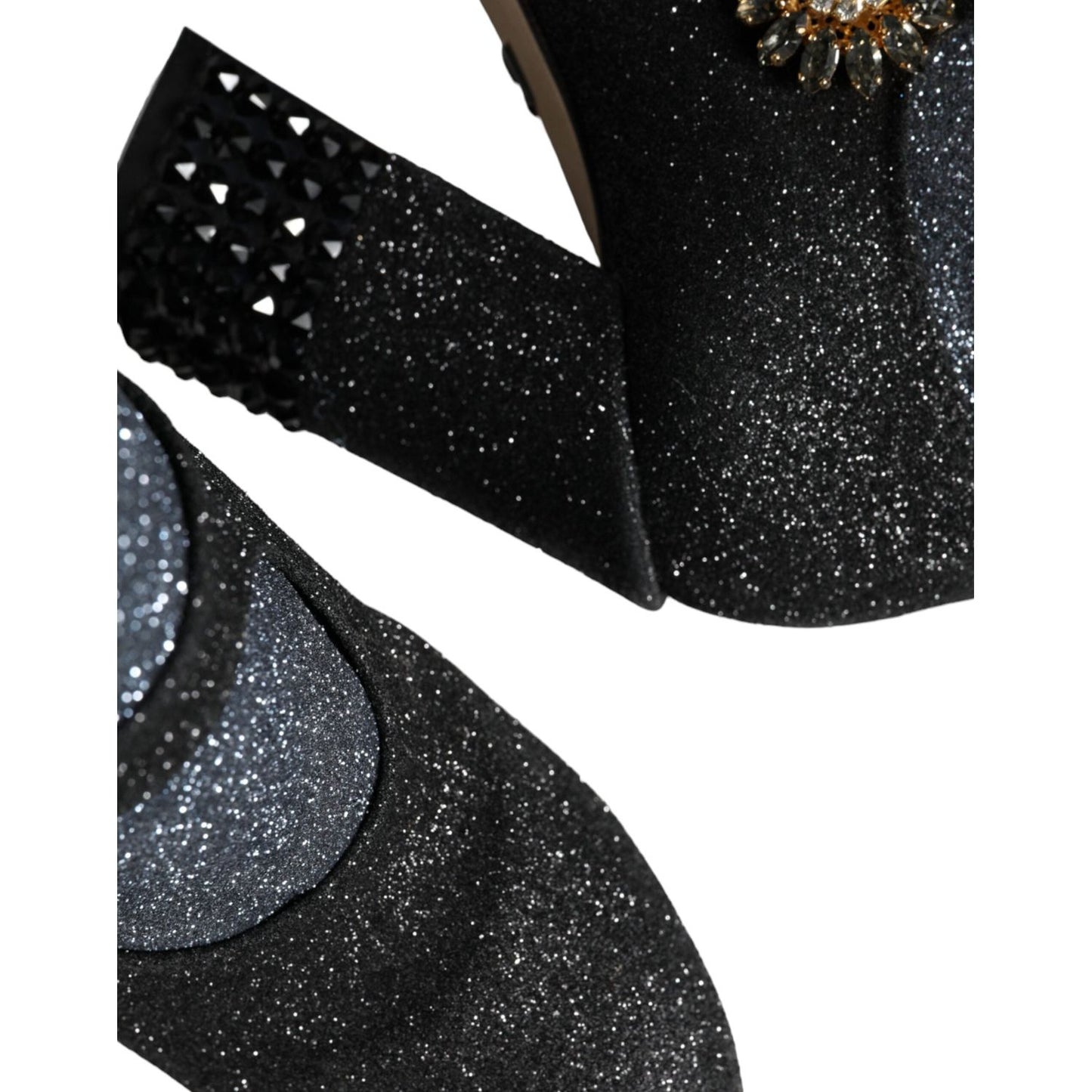 Dolce & Gabbana Black Crystal Mary Janes Booties Shoes LA11476-36