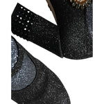 Dolce & Gabbana Black Crystal Mary Janes Booties Shoes LA11476-36