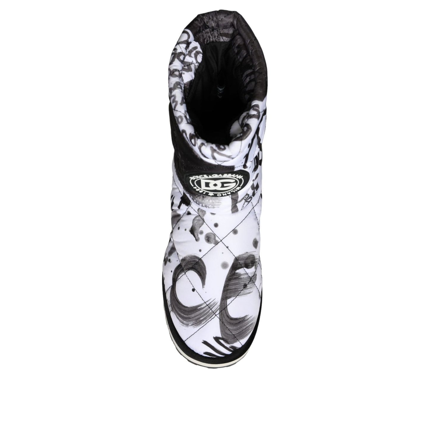 Dolce & Gabbana White Padded Logo Print Mid Calf Boots Shoes