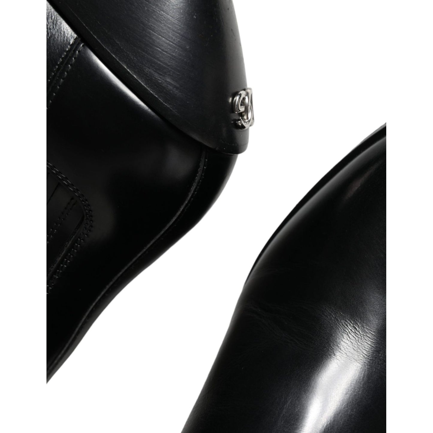 Dolce & Gabbana Black Leather Ankle Boots Booties Shoes