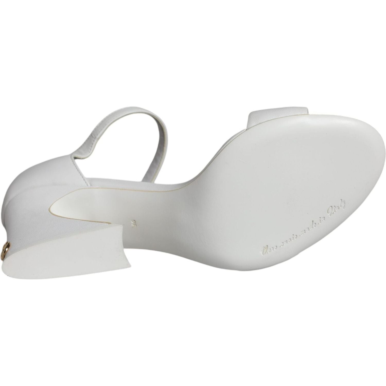 حذاء كيرا صندل بكعب عال من الجلد باللون الأبيض من دولتشي آند غابانا