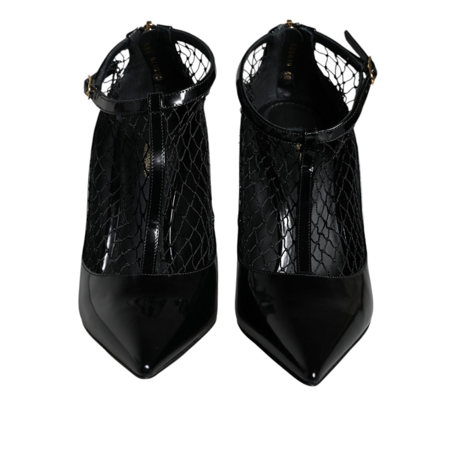 Dolce & Gabbana Black Mesh Patent Leather Heels Pumps Shoes