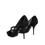 Dolce & Gabbana Black Mesh Mary Jane Crystal Heel Pumps Shoes