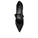 Dolce & Gabbana Black Mesh Mary Jane Crystal Heel Pumps Shoes