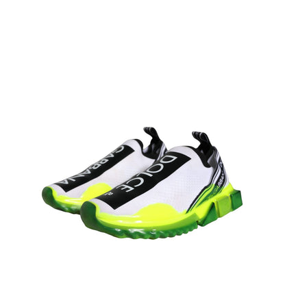 Dolce & Gabbana White Yellow Slip On Sorrento Sneakers Shoes