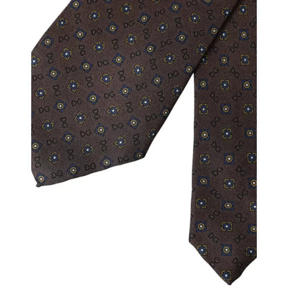 Dolce & Gabbana Brown Silk Branded Logo Adjustable Men Tie
