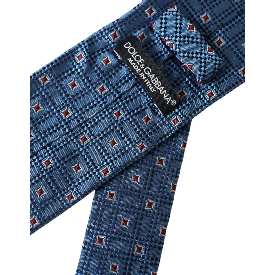 Dolce & Gabbana Blue Patterned 100% Silk Adjustable Men Tie KRA3347
