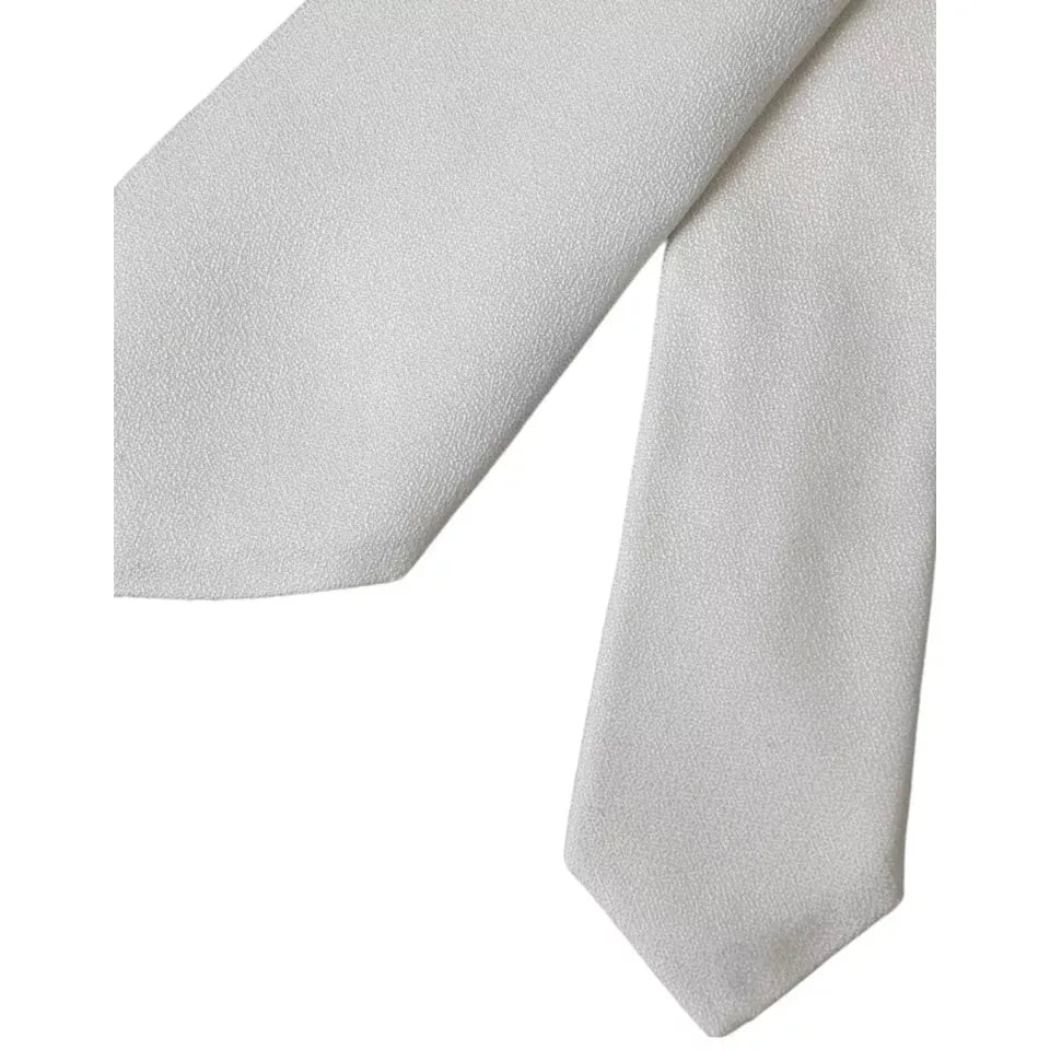 Dolce & Gabbana White Silk Classic Adjustable Men Tie KRA3366