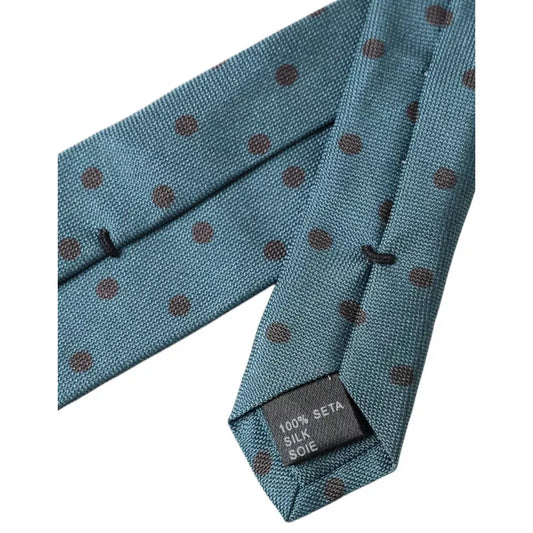 Dolce & Gabbana Green Black Polka Dot Silk Adjustable Men Tie KRA3367