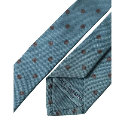 Dolce & Gabbana Green Black Polka Dot Silk Adjustable Men Tie