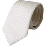 Dolce & Gabbana White Dotted Silk Classic Adjustable Men Tie KRA3372