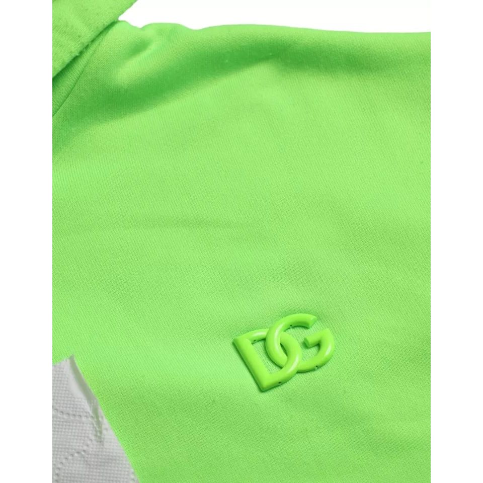 Dolce & Gabbana Green Logo Hooded Pullover Sweatshirt Sweater