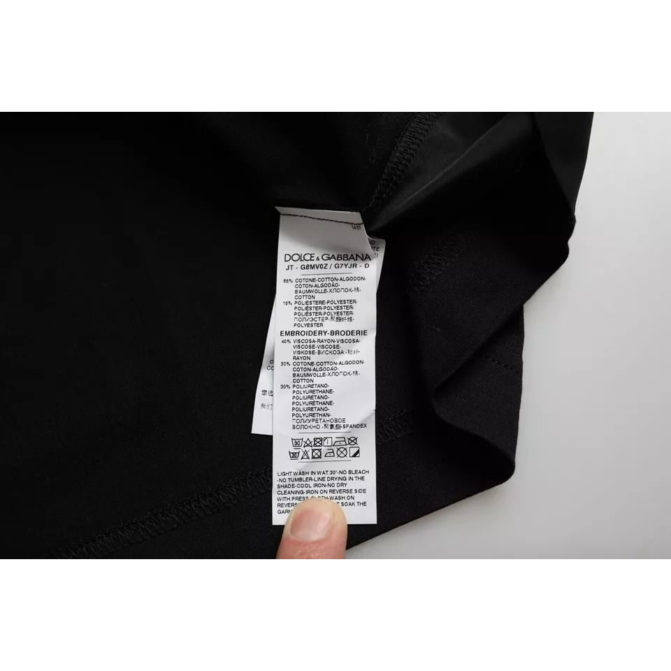 تي شيرت رجالي من دولتشي آند غابانا بأكمام قصيرة وجيب من القطن باللون الأسود