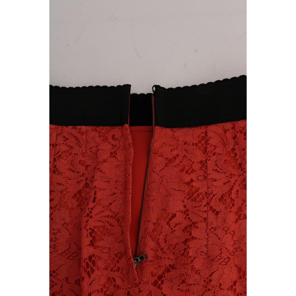 橙色花边铅笔裙