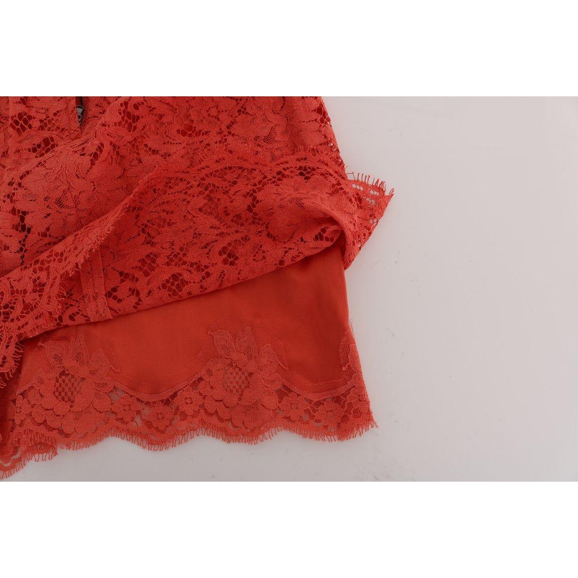 橙色花边铅笔裙