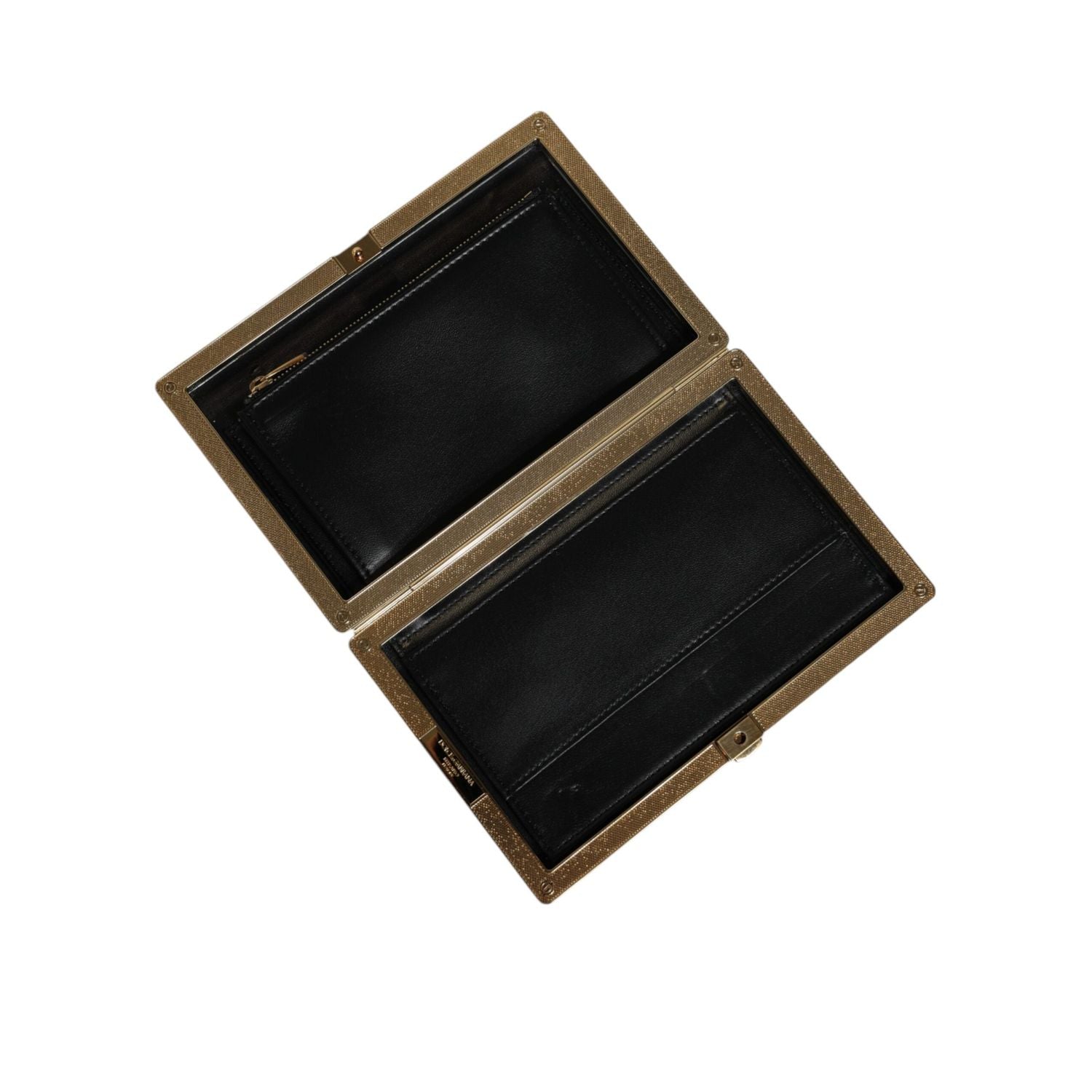 حقيبة كلاتش للحفلات المسائية من دولتشي آند غابانا مصنوعة من الجلد الأبيض بإطار ذهبي