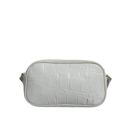 Aniye By White Croc Print Leather Crossbody Sling Bag