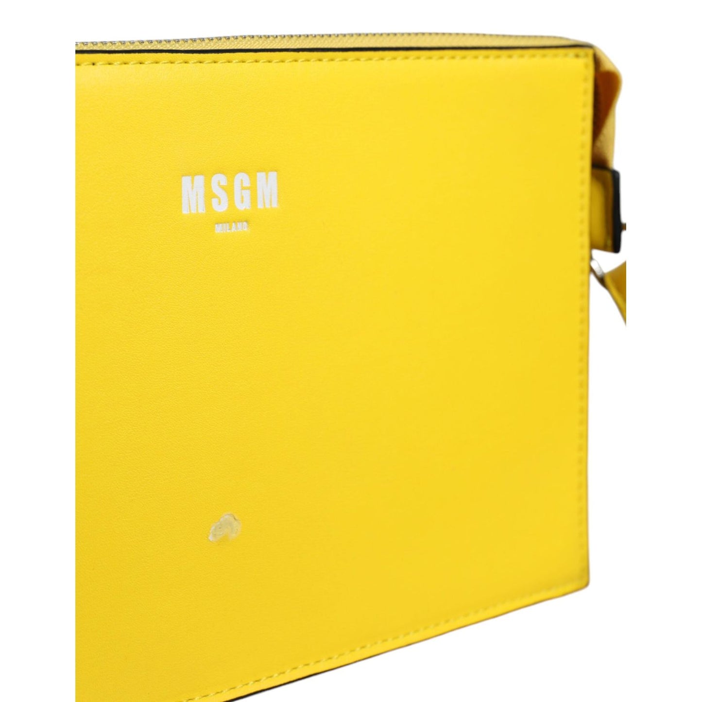 MSGM Yellow Leather Logo Crossbody Sling Shoulder Bag BAG1577