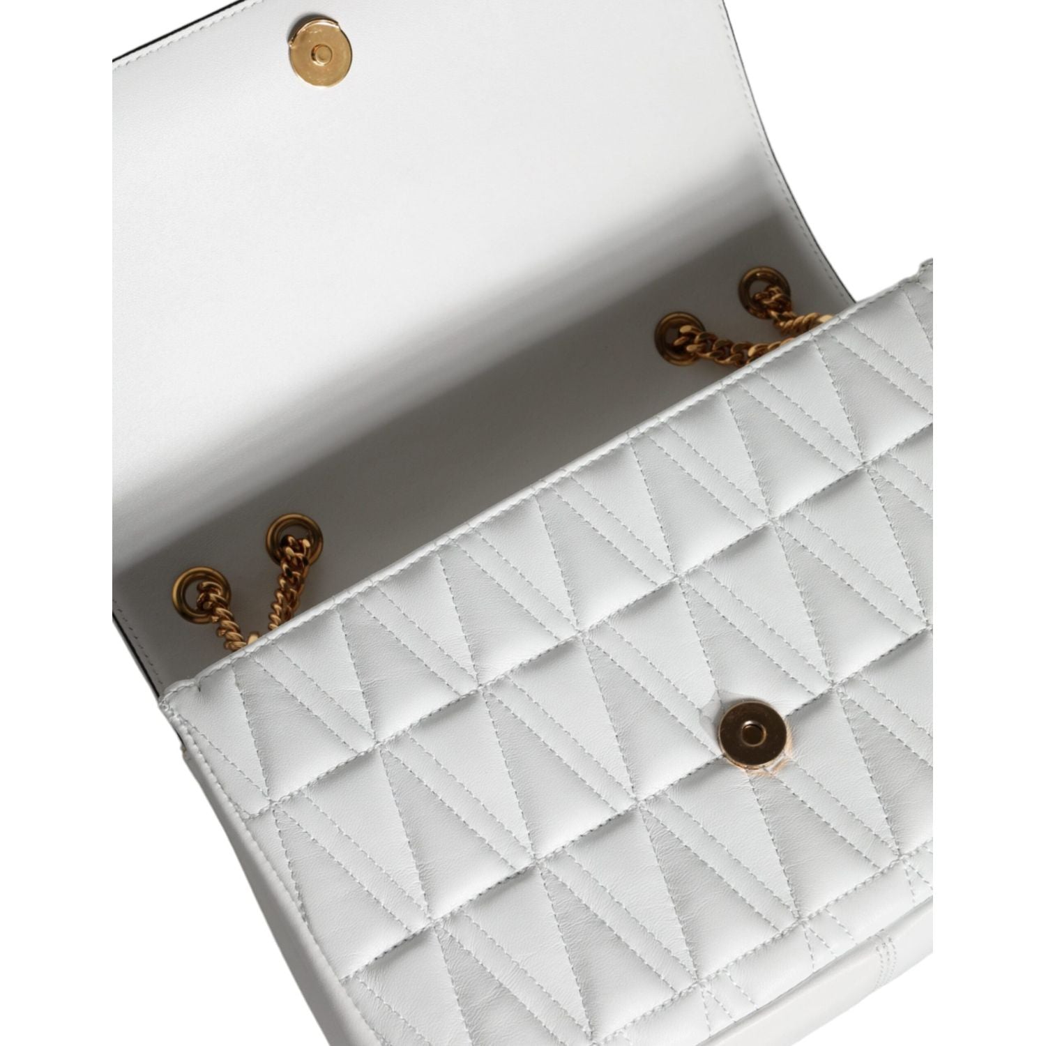 حقيبة كتف صغيرة من الجلد النابا باللون الأبيض من فيرساتشي