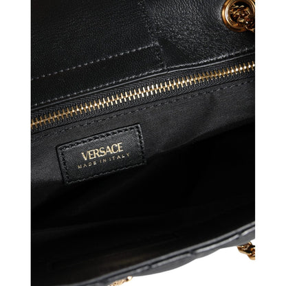 Versace Black Quilted Nappa Leather Shoulder Chain Strap Bag