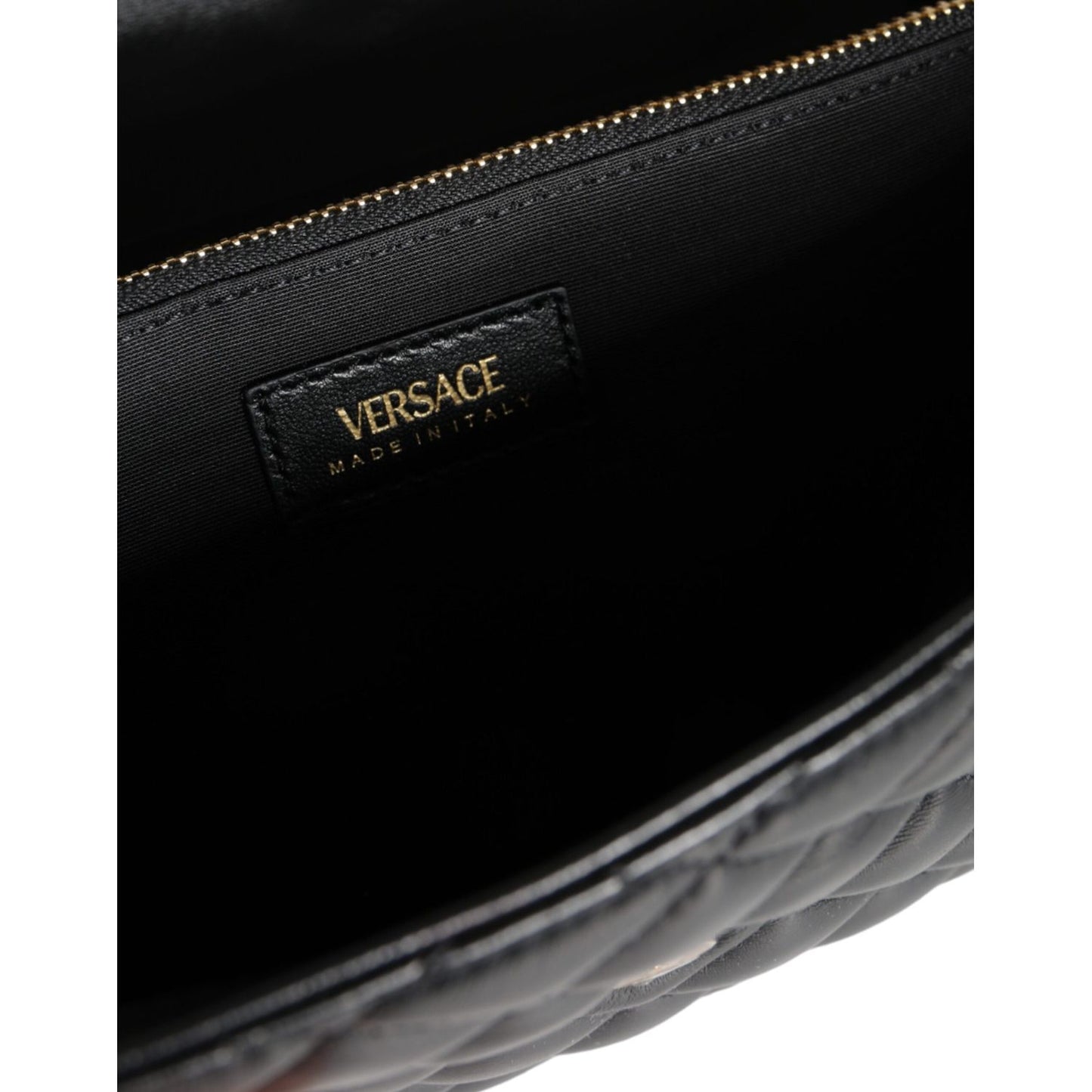 Versace Black Quilted Nappa Leather Crossbody Shoulder Bag