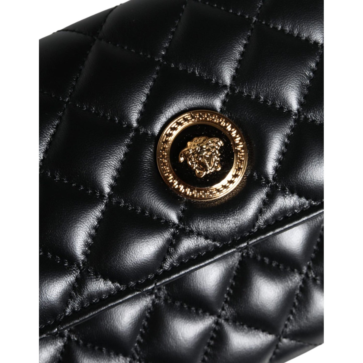 Versace Black Quilted Nappa Leather Crossbody Shoulder Bag